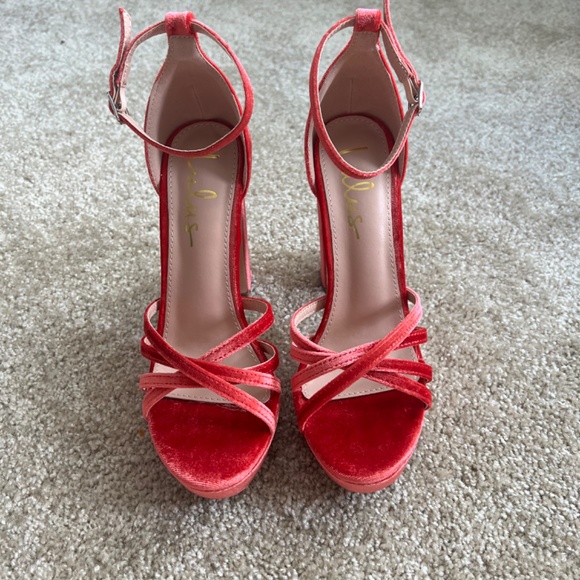 Yannie Rose Velvet Strappy Platform High Heel Sandals - Picture 3 of 5